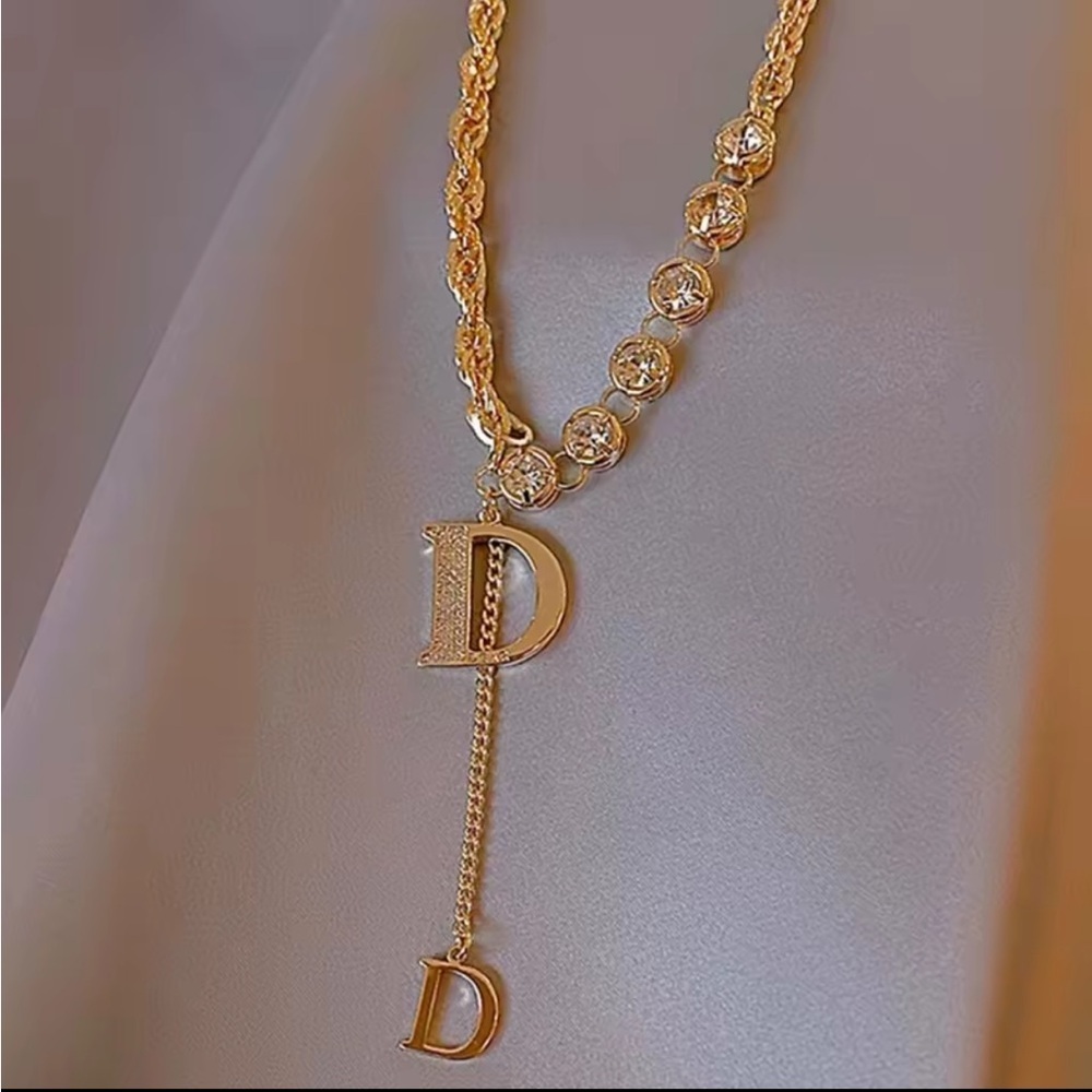 Brand D Gold Initial Pendant Necklace
